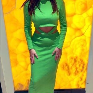 Missguided Vibrant Green dress